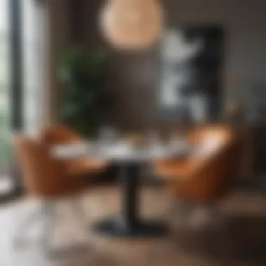 Stylish arrangement of round chairs under a table