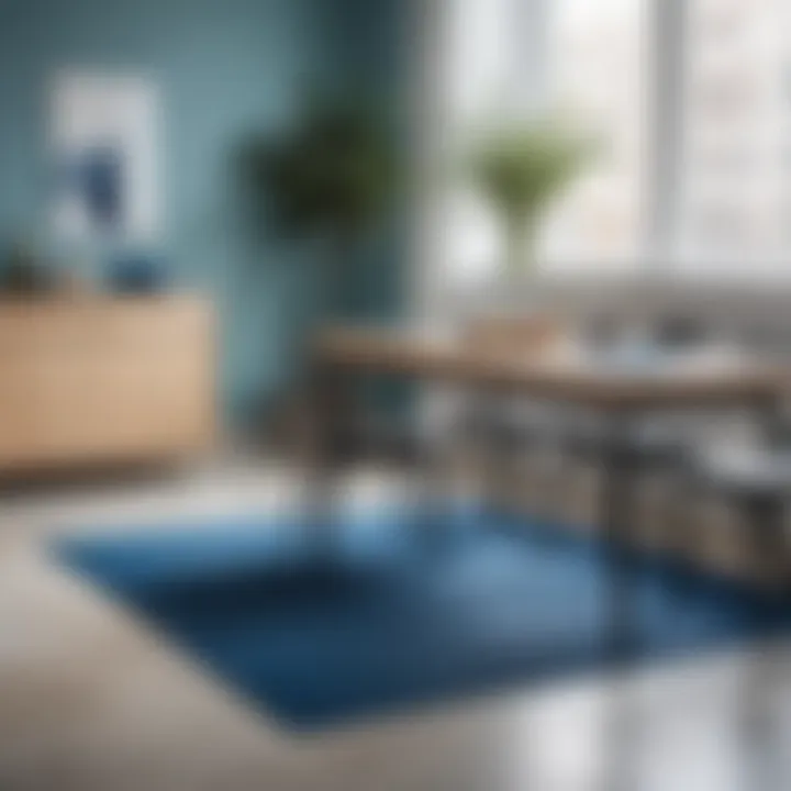 Blue drying mat in a modern dining area with elegant decor