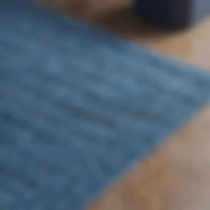 Close-up of the texture and material of a blue drying mat