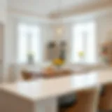 Elegant white buffet wood top enhancing a modern dining area