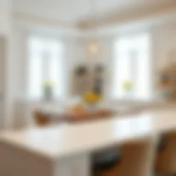 Elegant white buffet wood top enhancing a modern dining area