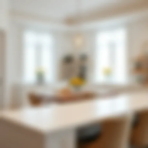 Elegant white buffet wood top enhancing a modern dining area