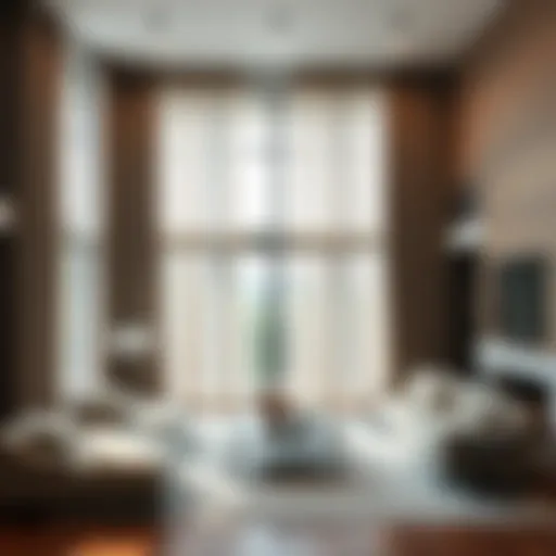 Elegant two-story curtains in a modern living room