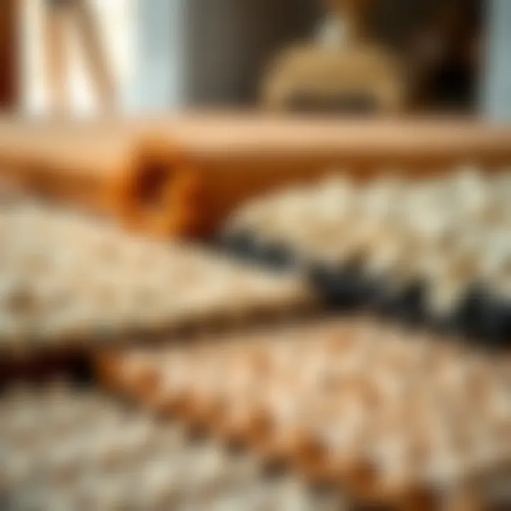 Close-up of various materials used in absorbent door mats