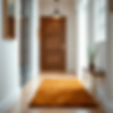 Elegant indoor absorbent door mat in a modern hallway