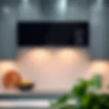 A sleek modern microwave vent hood integrated into a stylish kitchen design