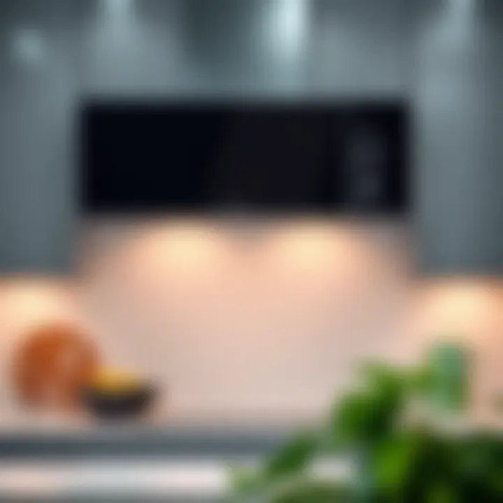 A sleek modern microwave vent hood integrated into a stylish kitchen design