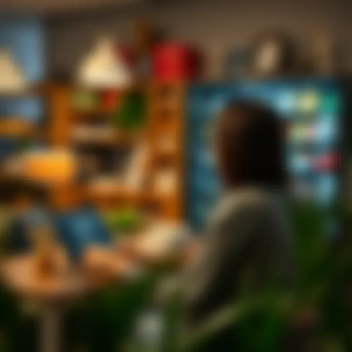 A person browsing a digital marketplace