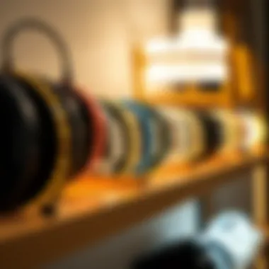 Variety of LED light strips displayed on a shelf