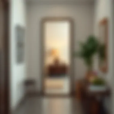 Long wall mirror in a chic hallway decor