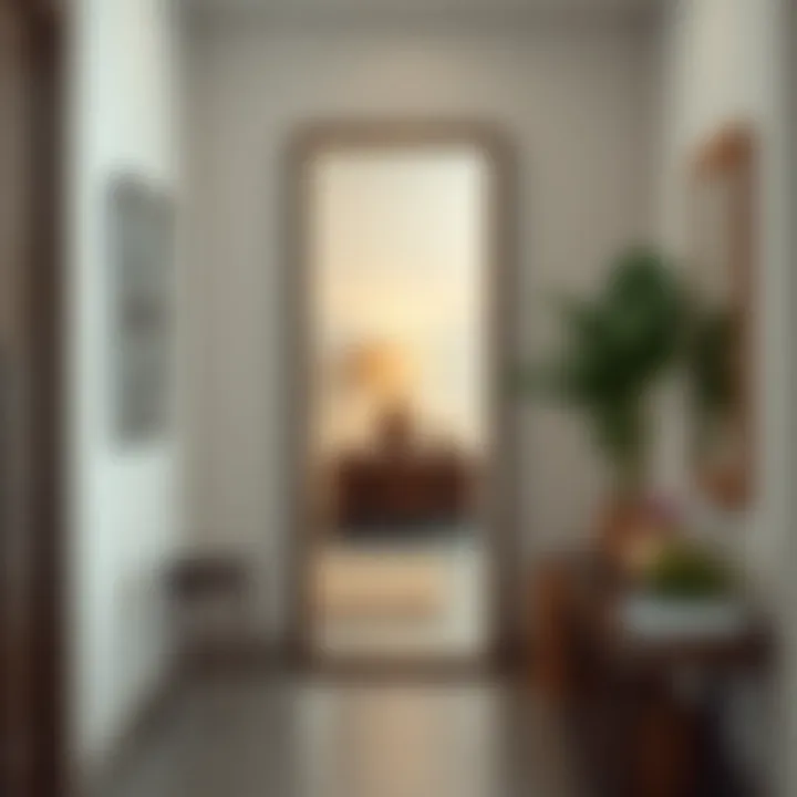 Long wall mirror in a chic hallway decor