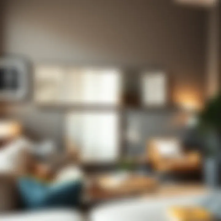 Long wall mirror enhancing a cozy living space