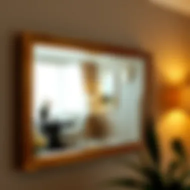 Elegant long wall mirror reflecting a stylish room