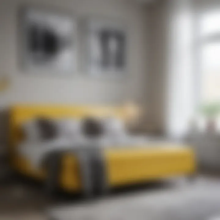 Yellow bench in a minimalist bedroom showcasing its versatility